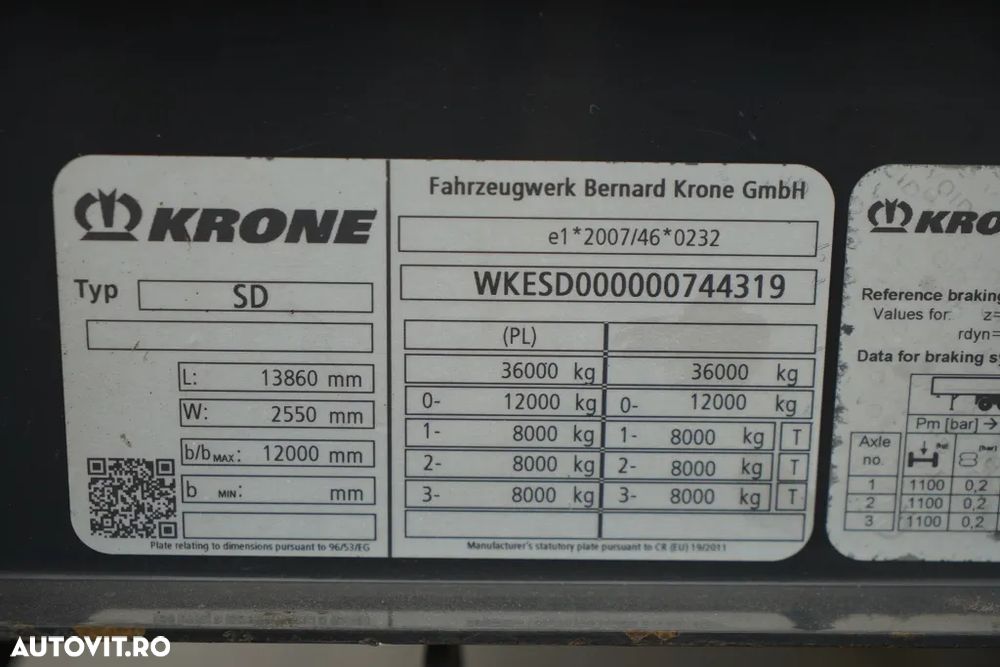 Krone CORTINĂ  / MEGA / ACOPERIȘ RIDICAT / AXĂ RIDICATĂ / - 28