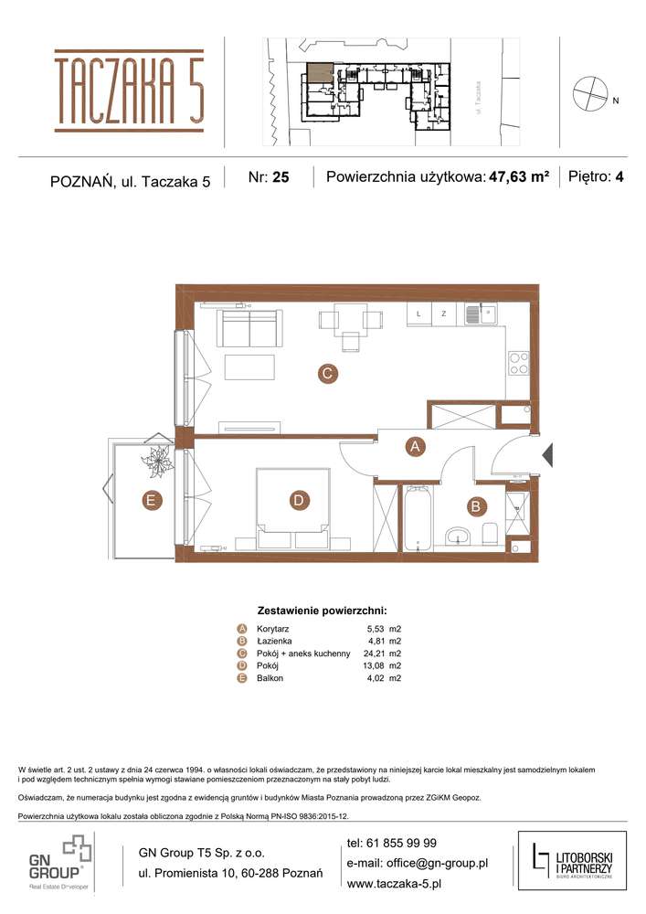 Taczaka 5 | klimatyczny apartament 2-pok. na 4. piętrze | A/4/25 - Pełny obrazek: 4/25