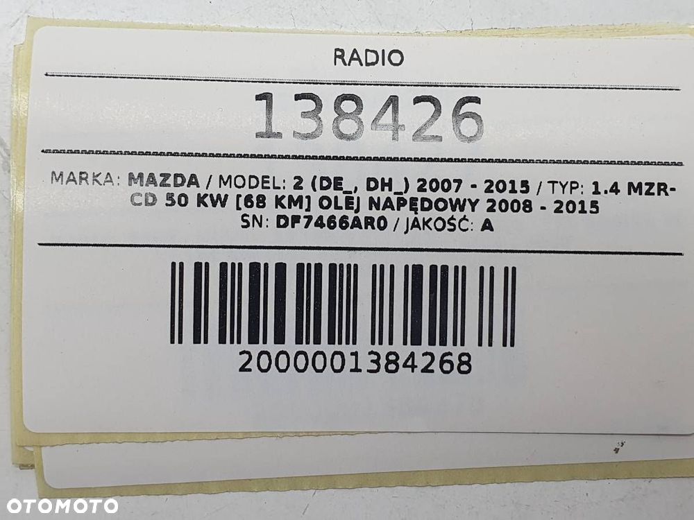 RADIO FABRYCZNE DF7466AR0 MAZDA 2 DE 2008 EUROPA - 8