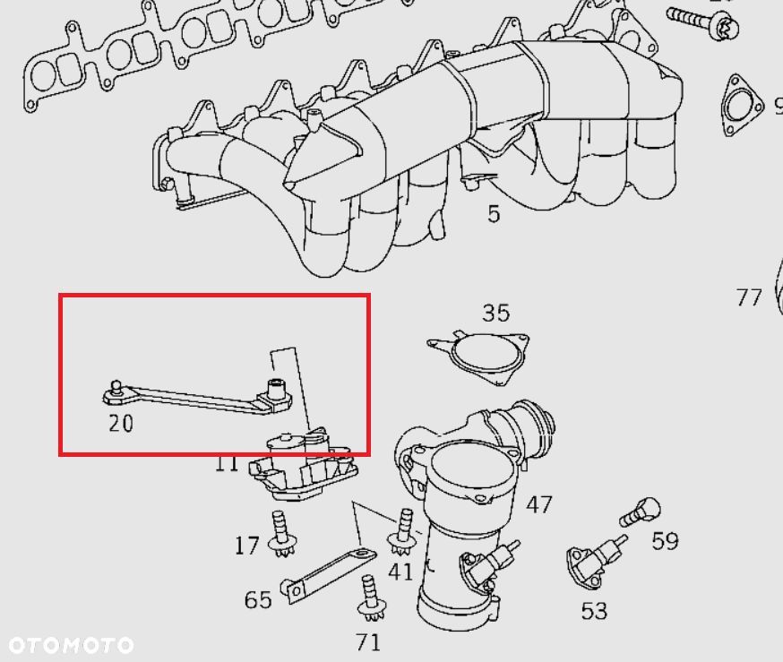 MERCEDES E W210 dzwignia ciegno klap kolektora ssacego - 2