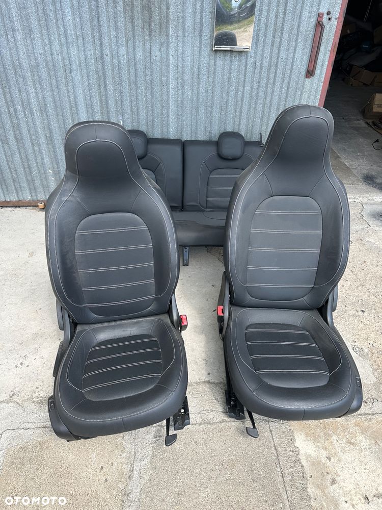 Smart 453 twingo 3  fotel grzany skórzany biała  nić  oparcie iso fix air bag grzany kanapa tył - 2