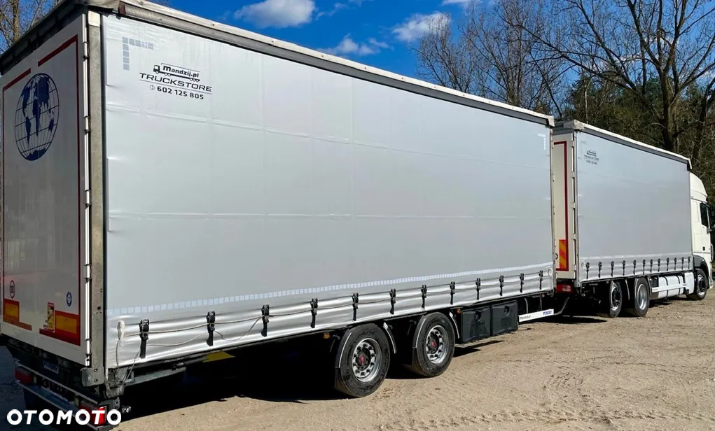 DAF XF480 SUPER SPACE CAB 6x2 JUMBO OŚ PODNOSZONA AUTOMAT SPOJLERY STANDKLIMA 2xALUTANK SKÓRA LED FIRANKA DŁ:7.40m + PRZYCZEPA PANAV TANDEM FIRANKA DŁ:8.20m SAF ZESTAW PRZESTRZENNY PRZEJAZDOWY 120m3 NOWE PLANDEKI !!!! EURO 6 2021 - 8