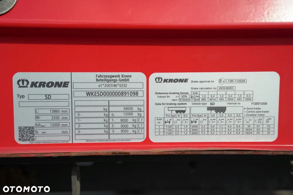Krone FIRANKA / STANDARD / OŚ PODNOSZONA / DACH PODNOSZONY / - 28