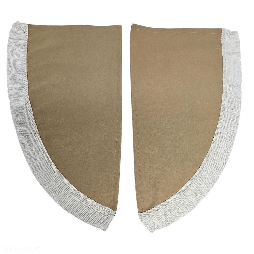 ZASŁONY BOCZNE SKOSY TIR BUS - materiał: WELUR-Ciemny Beż + Frędzle Białe - 1