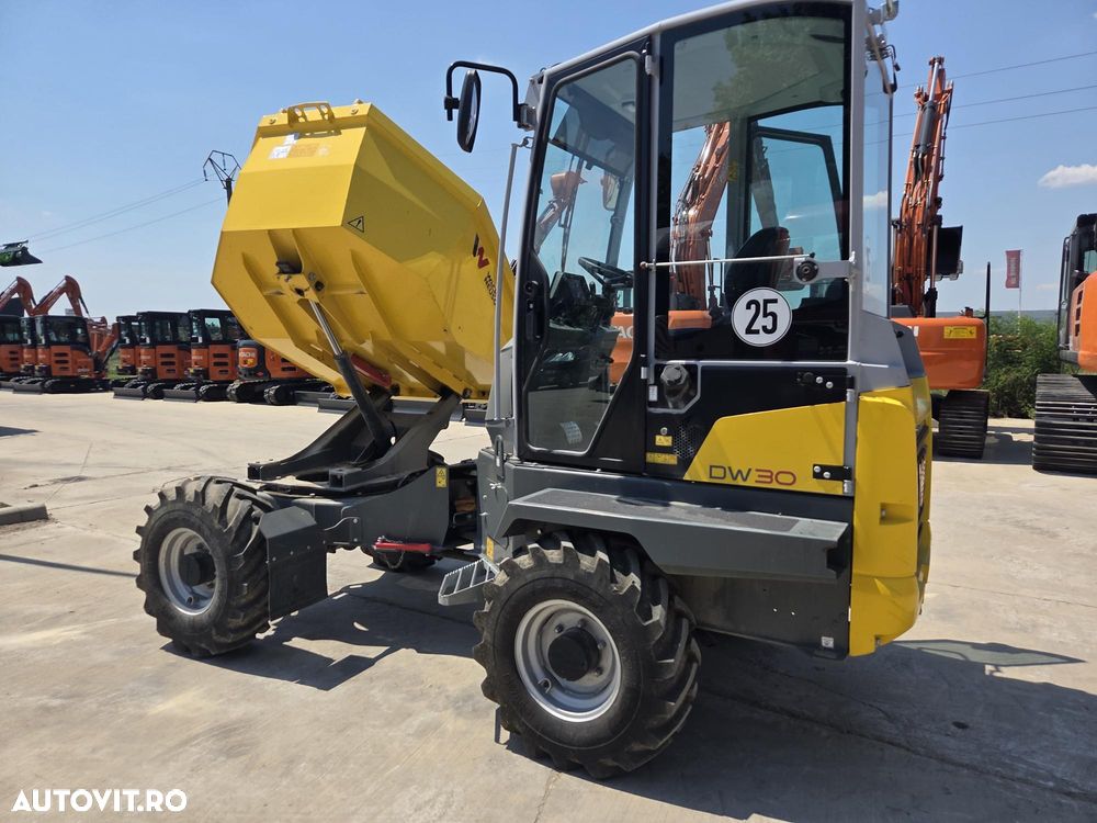 Wacker DUMPER 3 TONE, basculare LATARALA, CABINA cu aer conditionat, 2023, EX DEMO cu 152 ore, anv 98% ok, motor Perkins 50CP, lungime 3,7m, inaltime 2,8m, latime 1,8m, Masa operationala 5,8t, masa propie 2,8t, leasing 4 ani-CA NOU-PROMOTIE 26.900Eur+Tva - 23