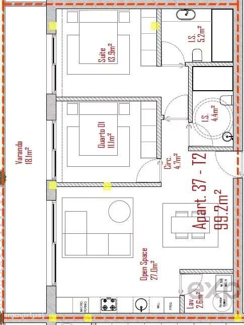 Apartamento T2 no Último Piso com Varanda e Piscina - Grande imagem: 3/10