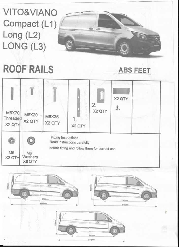 RELINGI DACHOWE czarne MERCEDES VITO krótki 2004- - 5