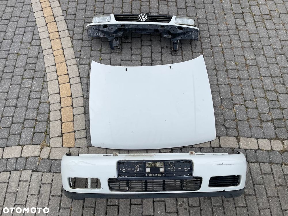 VW CADDY POLO CLASSIC 95-03 PRZÓD KOMPLETNY MASKA zderzak LAMPA REFLEKTOR PAS BŁOTNIK LEWY przedni GRILL pas przedni lampa reflektor LEWA PRAWA biały - 1