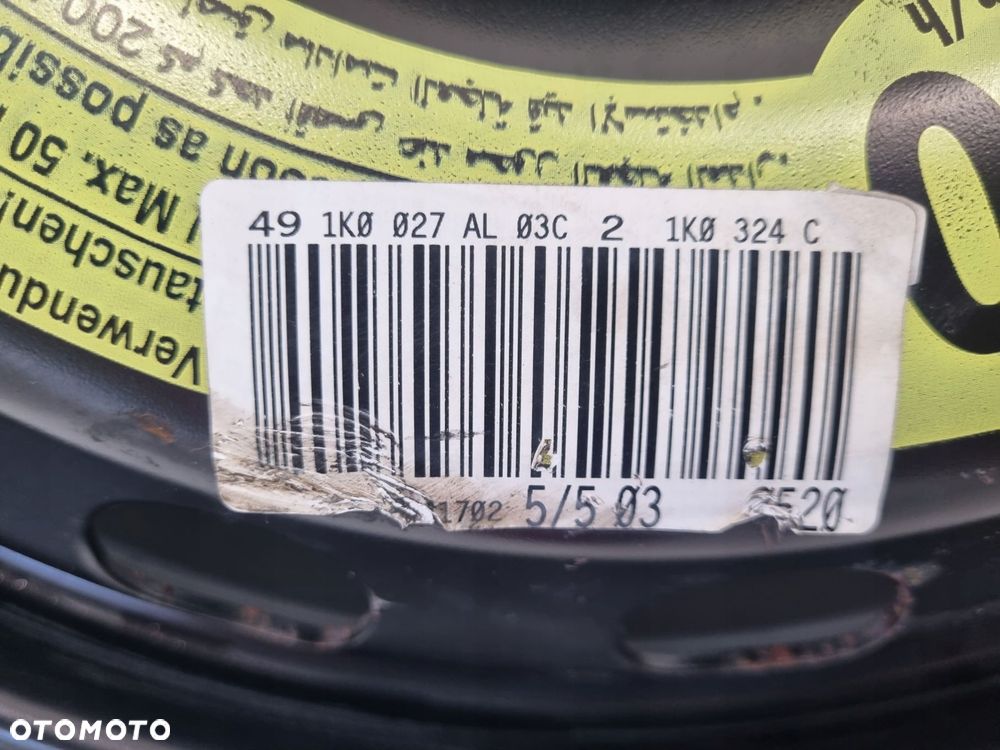 KOŁO DOJAZDOWE Audi Seat Vw Golf VI 125/70 R16 1K0601027AL 5x112 dojazdówka - 15