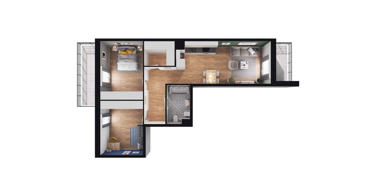 3-pokojowe mieszkanie 62m2 + balkon Bezpośrednio - Pełny obrazek: 2/23