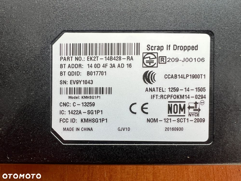 MODUŁ STEROWNIK KOMPUTER BLUETOOTH FORD TRANSIT MK8 209J00106 BK2T14D210AB - 2