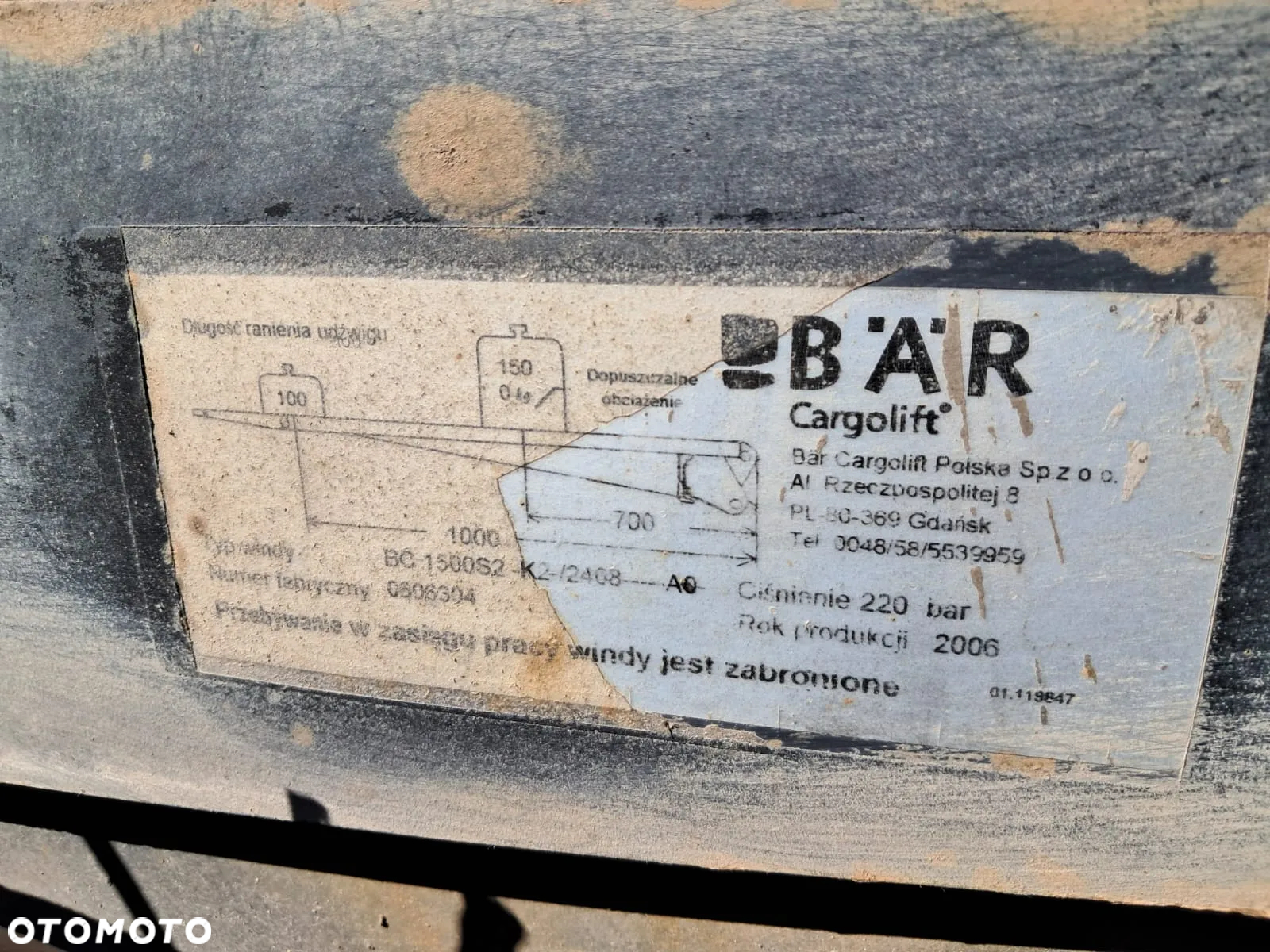 Winda załadowcza bar cargolift 180X255 - 8
