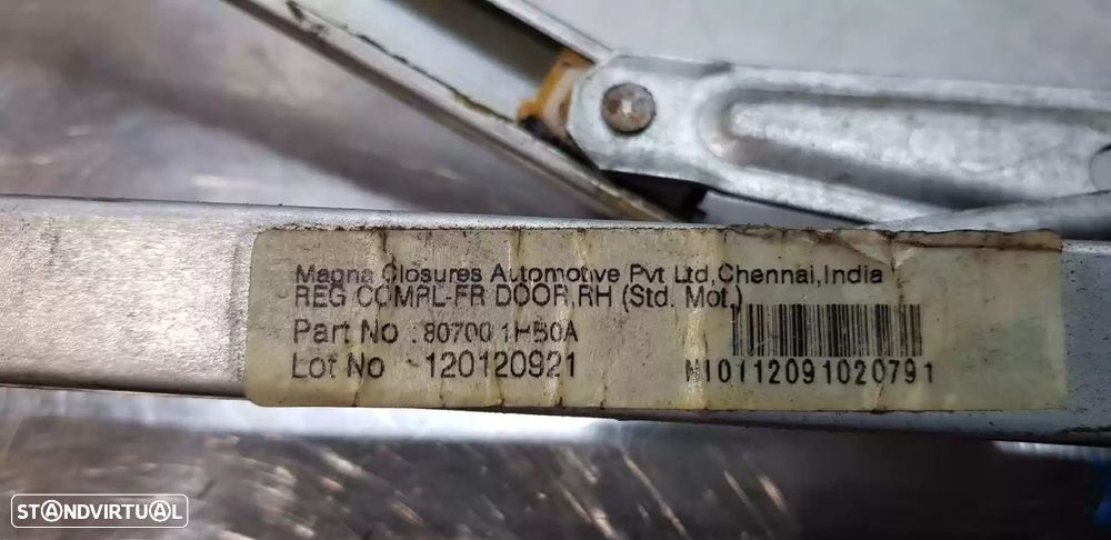 ELEVADOR DE VIDRO FRONTAL DIREITO NISSAN MICRA IV 2013 -807001HB0A - 1