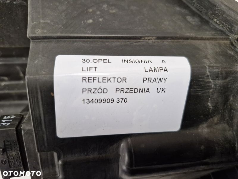 OPEL INSIGNIA A LIFT LAMPA REFLEKTOR PRAWY PRZÓD PRZEDNIA UK 13409909 - 15