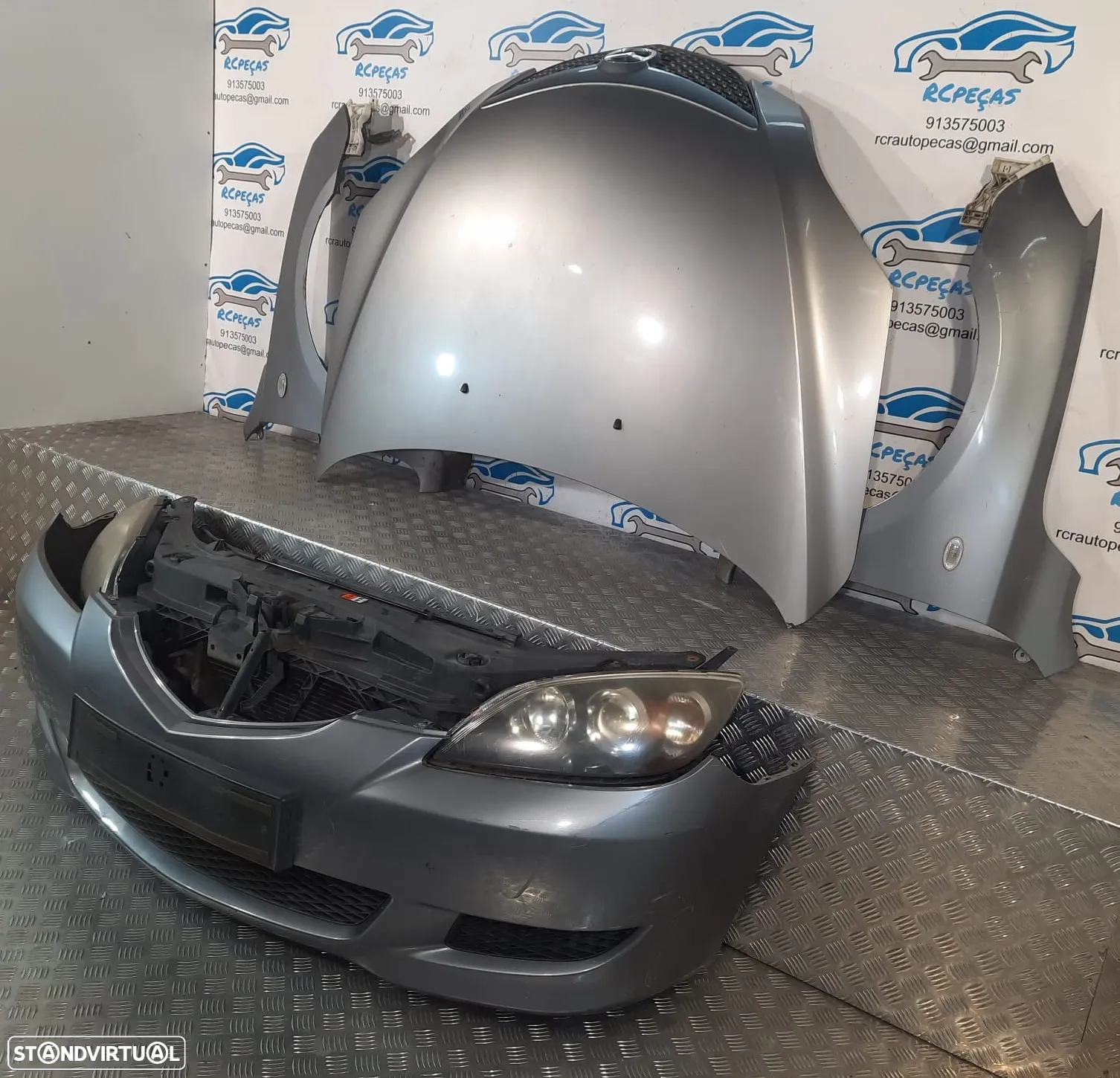 FRENTE COMPLETA MAZDA 3 BK CAPOT PARACHOQUES GUARDA-LAMAS OTICAS RADIADOR VENTILADOR FRENTE FIBRA REFORÇO - 2