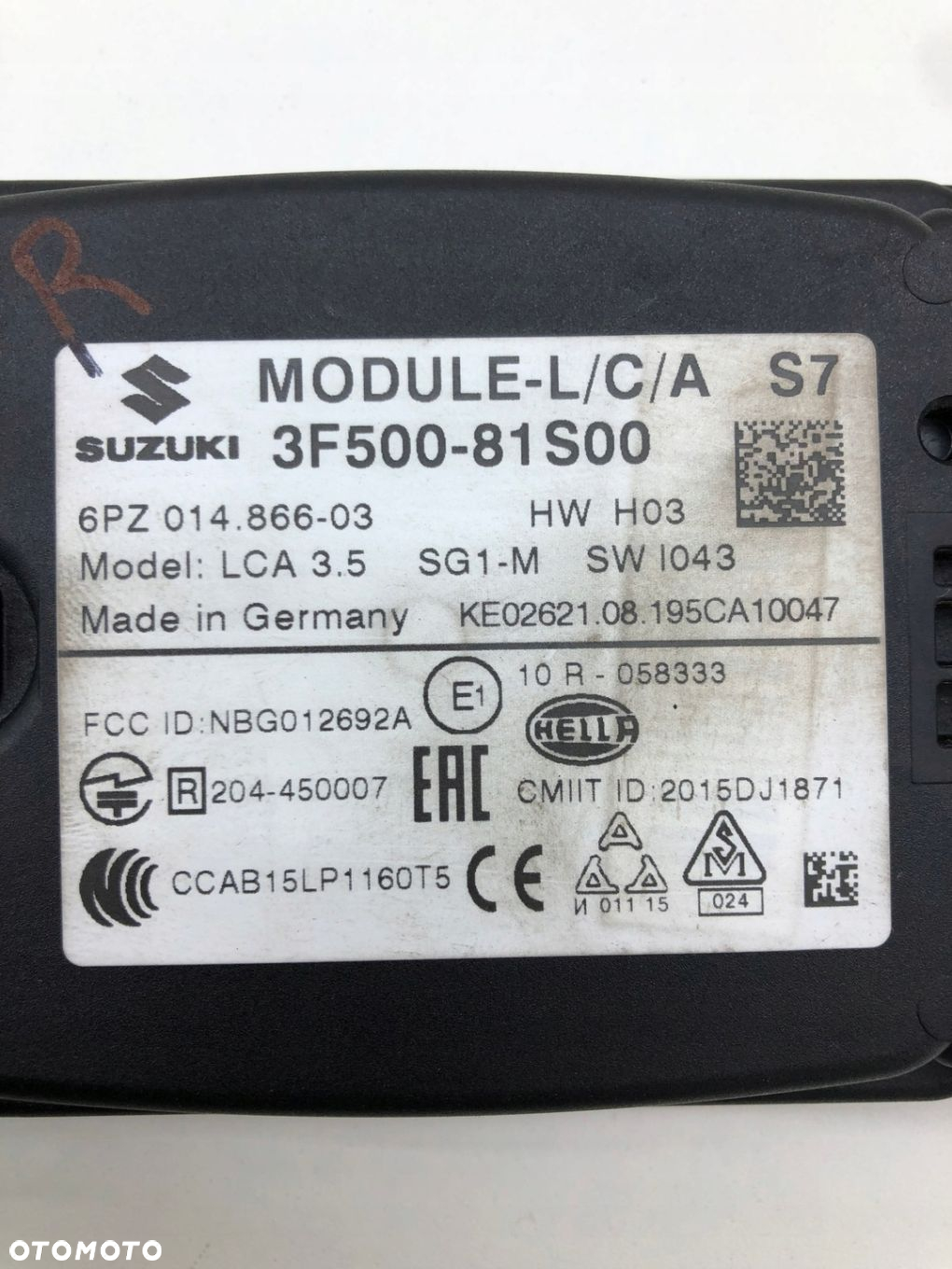SUZUKI SWIFT SPORT MK8 CZUJNIK MARTWEGO POLA ASYSTENT RUCHU 3F500-81S00 - 3