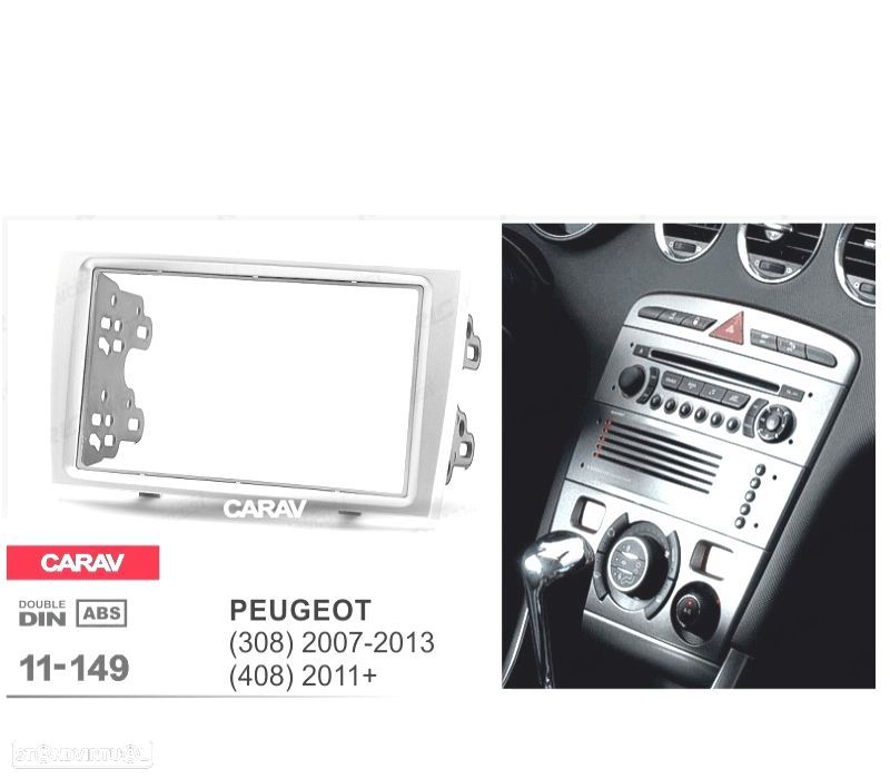 MOLDURA ADAPTADOR CINZA PARA RADIO 2-DIN PARA PEUGEOT 308 408 - 2