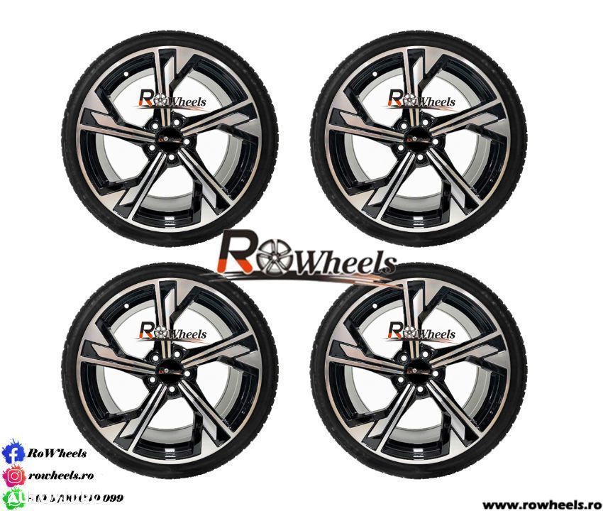Jante AUDI R19 Negru lucios si polish A4 A5 A6 A7 A8 Q1 Q3 Q5 Q7 Q8 Anvelope Vara sau Iarna - 5