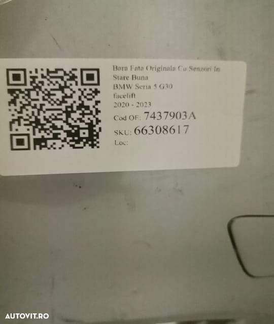 Bara Fata Originala Cu Senzori In Stare Buna BMW Seria 5 G30 [facelift - 8