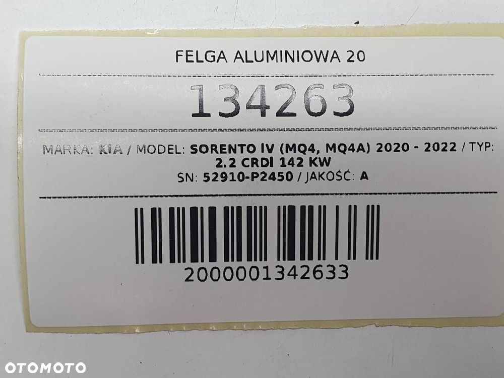 FELGA ALUMINIOWA 20 KIA SORENTO IV MQ4 8.5JX20 ET54 5X114.3 52910-P2450 - 11