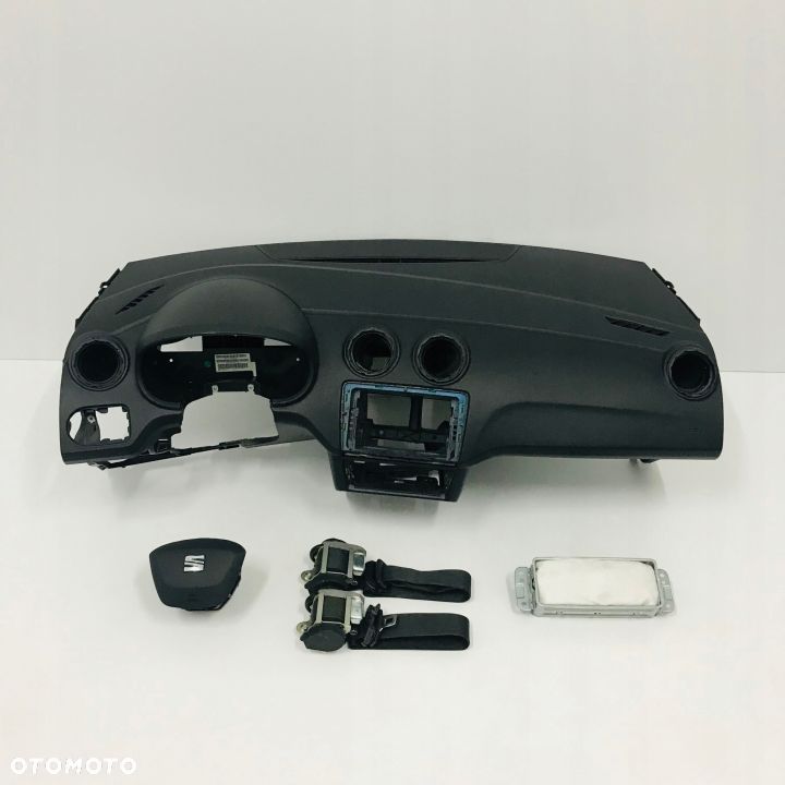 SEAT IBIZA 6P0 DESKA ROZDZIELCZA KONSOLA KOKPIT PULPIT PODUSZKI AIRBAG AIR BAG PASY KIT SET - 1