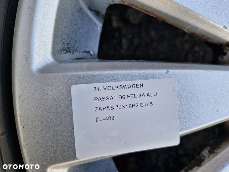 vw passat b6 golf 6 vi felga aluminiowa koło zapasowe 16'' 7j et45 5x112 dj-402 - 2