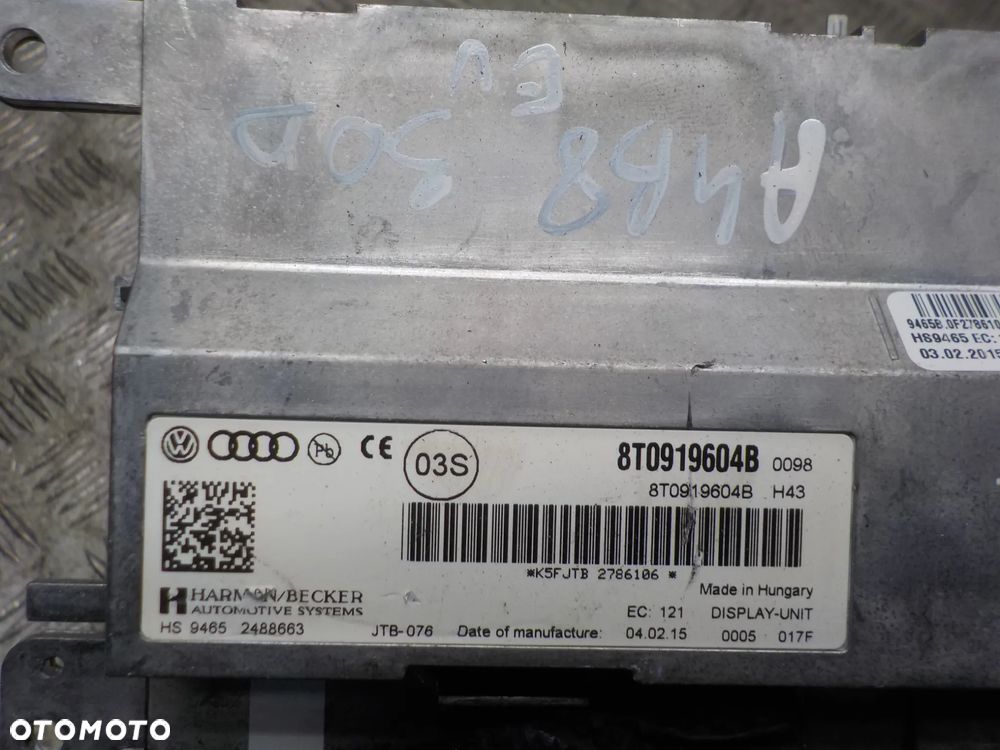 AUDI A4 B8 EKRAN WYŚWIETLACZ 8T0919604B - 2