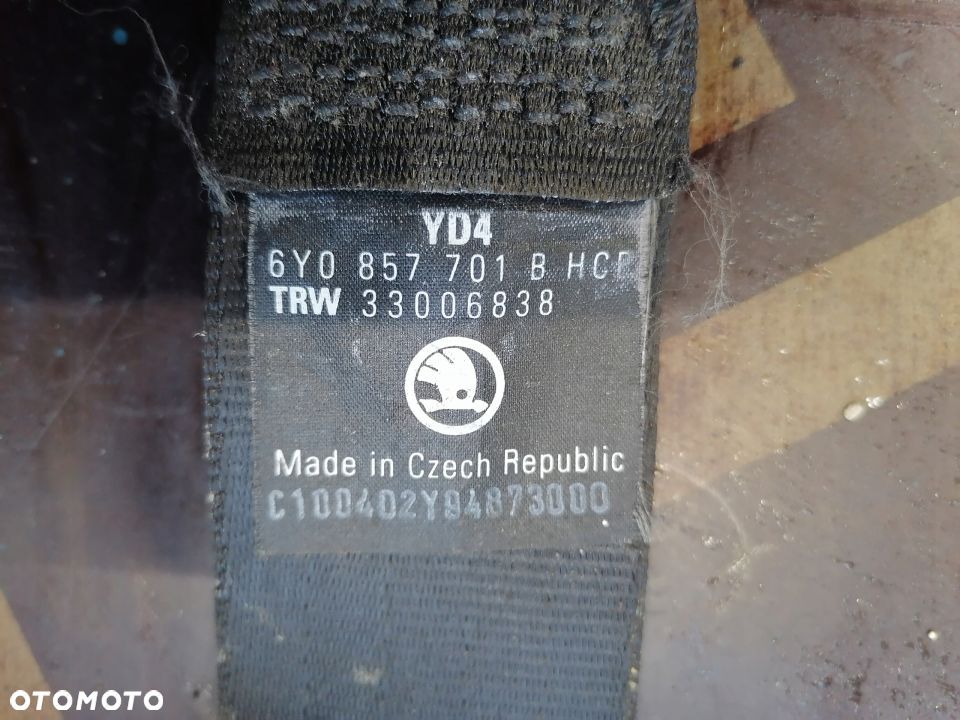 Pas Bezpieczeństwa Czarny Prawy Skoda Fabia I 6Y0857702B - 7