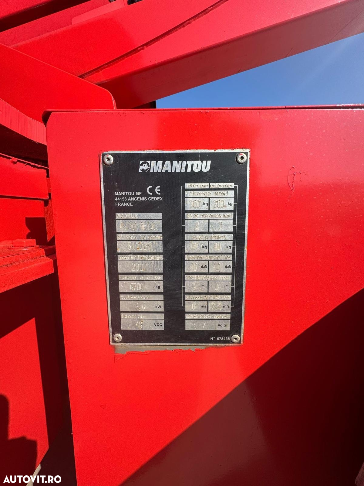 Manitou 150 AETJC Nacela electrica brat articulat 15 metri - 7