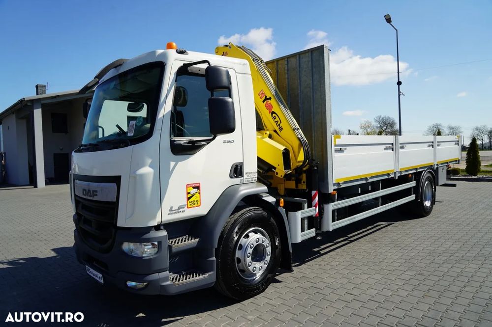 DAF LF 250 / 4X2 / LIVRARE - 7.30 + HDS HYVA HB 150XE3 / RADIOCOMANDĂ / ROTATOARE / MAX. CAPACITATE DE RIDICARE: 5200 KG / EURO 6 - 9
