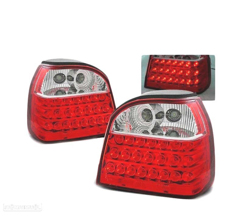 FAROLINS TRASEIROS LED VOLKSWAGEN VW GOLF 3 91-97 VERMELHO BRANCO - 1