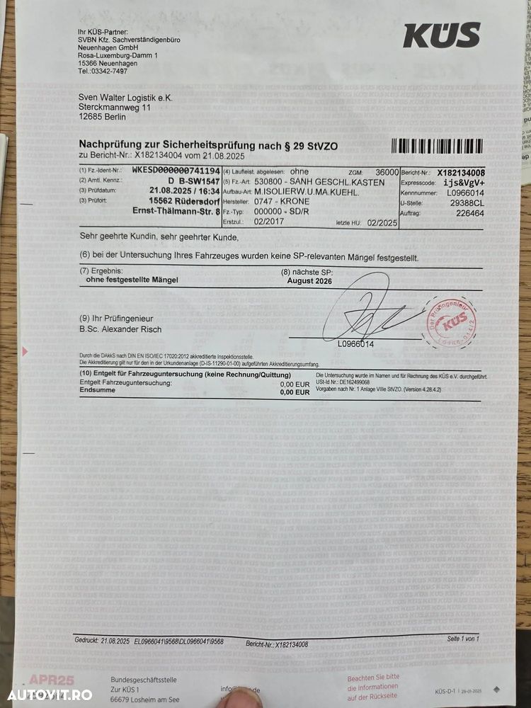 Krone model SD/R, THERMO KING SLXe, 2017, 758.847km, anv BUNE 80%, axa liftabila, axe JOST, TUV, rulata in GERMANIA, posibilitate leasing, STARE BUNA-PROMOTIE 15.900 EUR+Tva - 36
