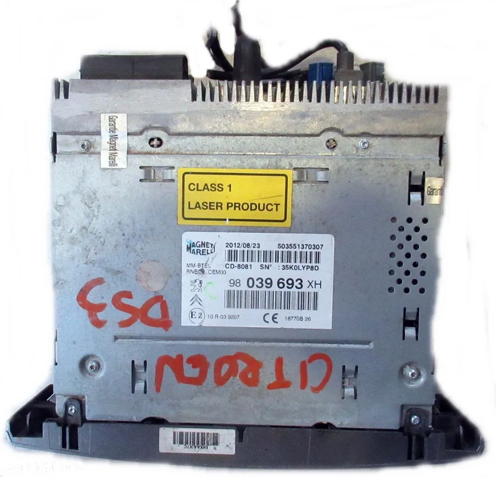 CITROEN DS3 RADIO RADIOODTWARZACZ CD 98039693XH - 3