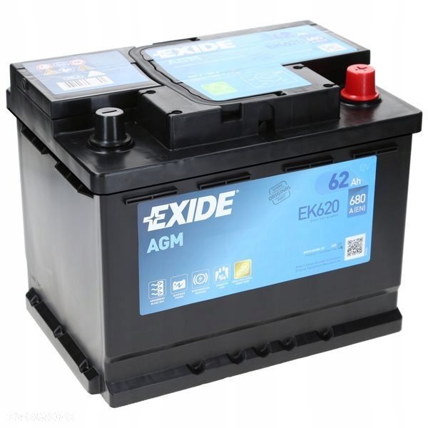 Akumulator Exide EK620 12V 62Ah 680A L2 AGM StartStop - 17,9 kg - 1