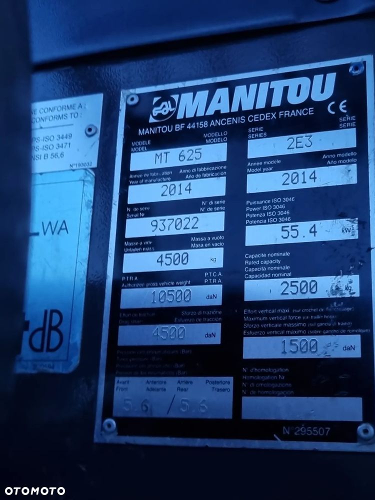 Manitou MT625 Ładowarka Teleskopowa 6 metrów Udzwig 2,5t Jak Nowa z Salonu Import Norwegia 2015r przebieg tylko 2200h Łyżka i widły! Silnik Kubota 4cylindry. Mocny 80 Km. ZERO ZUŻYCIA ORYGINAŁ Bez luzów i wycieków. BEZ DPF. Mocniejszy silnik od modelu 625 EASY!! - 13