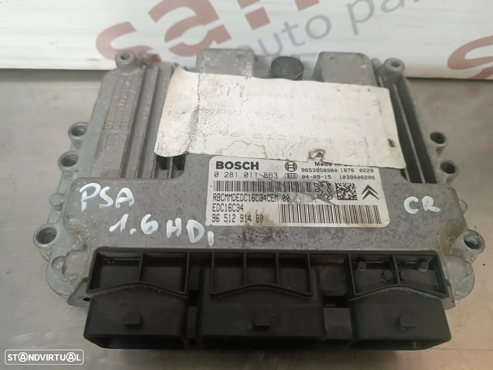 UNIDADE / CENTRALINA DO MOTOR PEUGEOT 307 / CITROEN C4 1.6HDI 0281011863 9651291480 - 1