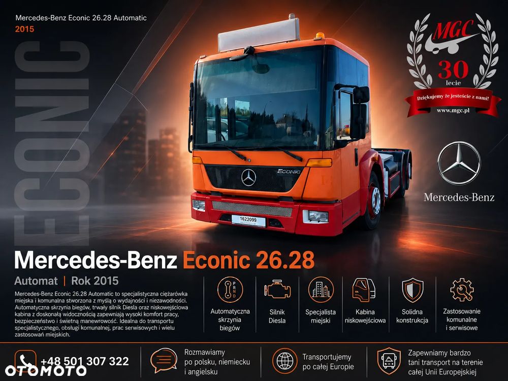 Mercedes-Benz Econic 2628 / RAMA DO ZABUDOWY / 3 OŚ SKRĘTNA / CNG / LEGALIZACJA GRATIS / EURO 6 / MOŻLIWOSC TRANSPORTU / NAJTAŃSZY W PL! / 1 WŁ. - 1