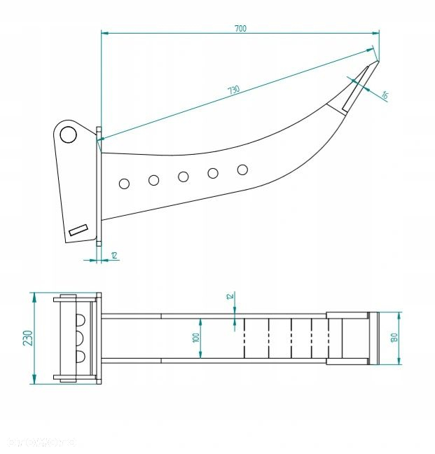 Łyżka do Kabli MS01 łyżki mocowanie MS01 Koparka JCB CAT CASE YANMAR  JCB kable - 5