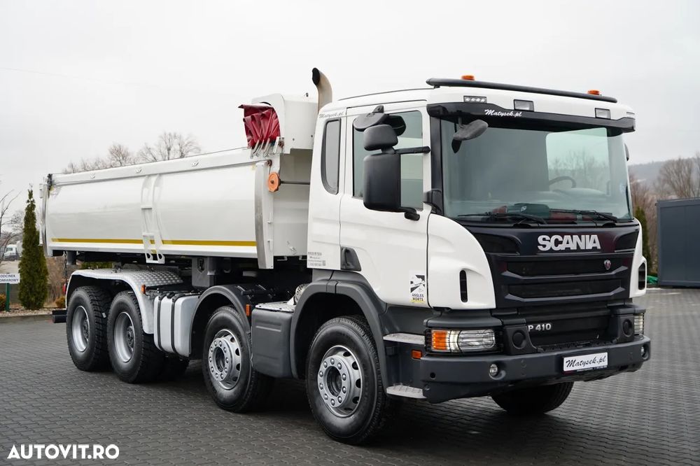 Scania P 410 / 8x4 / BASCULATOR 2 LATERAL / HIDRODOXIE LATERALĂ / BORDMATIC / OPTICRUISE / ANVELOPE 100% / EURO 6 - 14