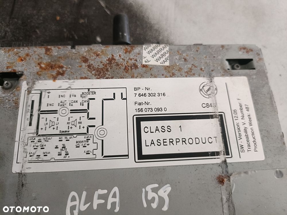 ALFA ROMEO 159 05-11 r. RADIO RADIOODTWARZACZ RADIOODBIORNIK BLAUPUNKT 7646302316 EU + - 3