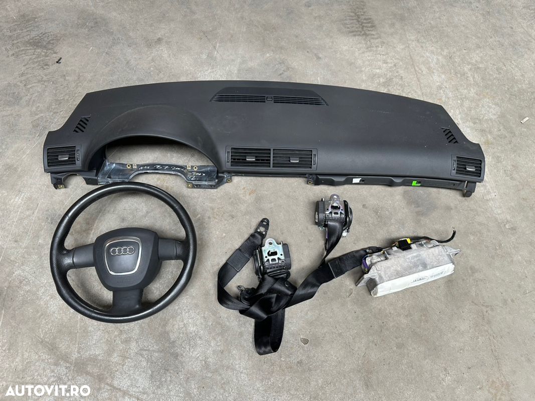 Kit airbag AUDI A4 B7 an 2005-2008 format din airbag volan, pasager, centuri si plansa bord - 1