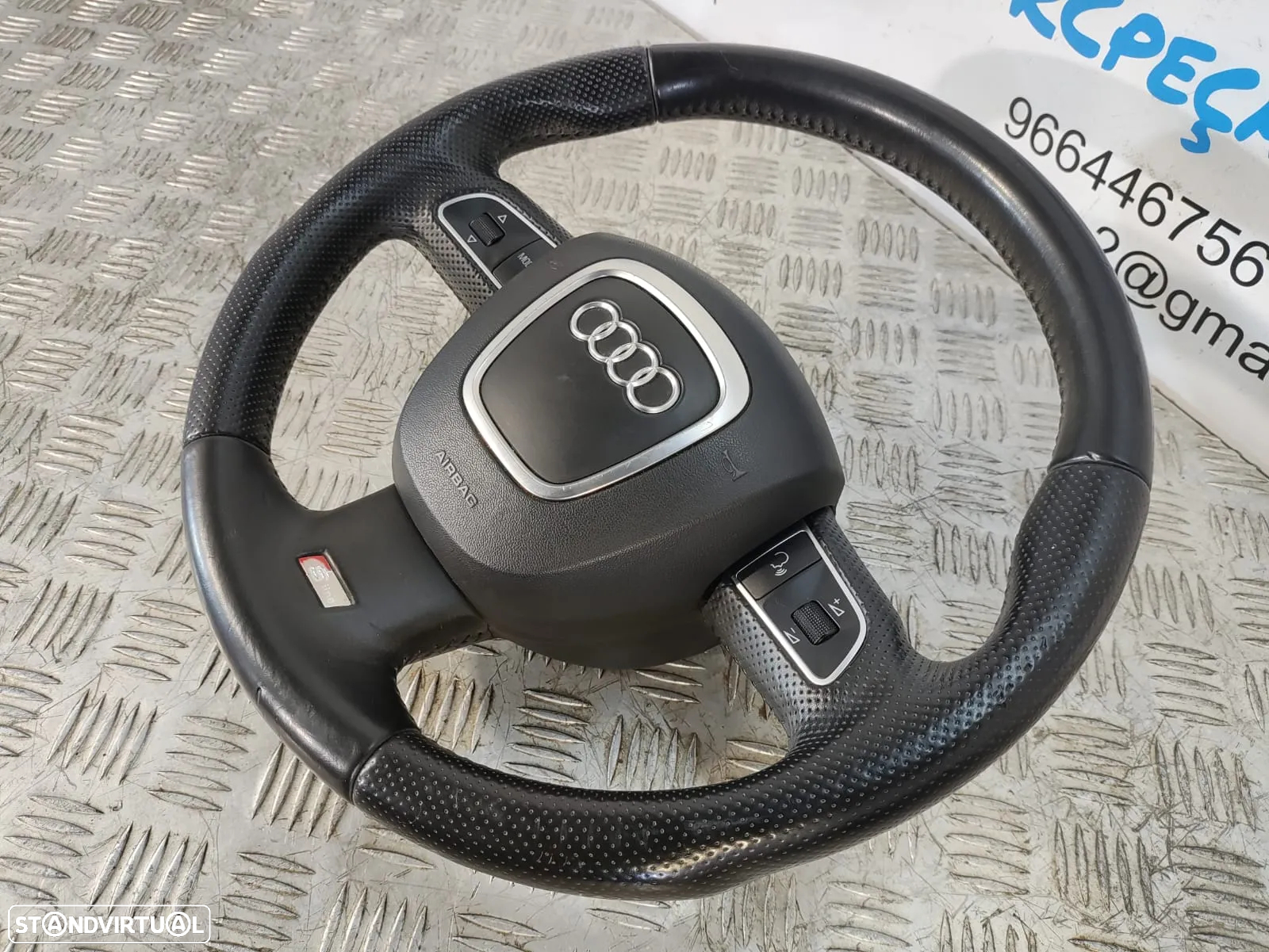 VOLANTE GUIADOR COMPLETO ORIGINAL AUDI A3 8P 8P1 A3 8PA SPORTBACK A4 B7 SLINE PELE PERFURADA AIRBAG COMANDOS MULTIFUNÇÕES - 7