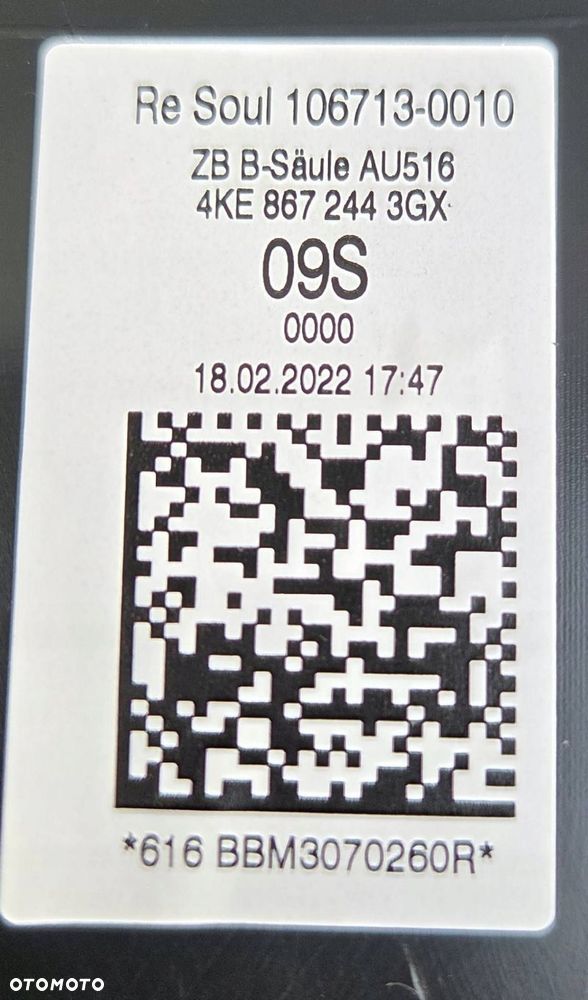 audi e-tron sportback s 4ke osłona tapicerka słupka b górna prawa 4ke867244 - 4