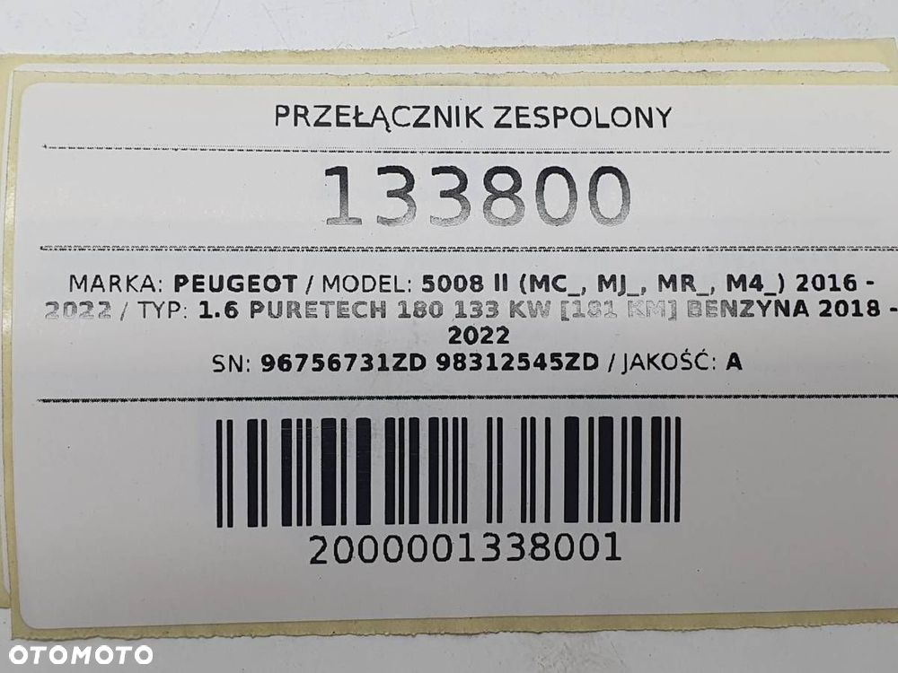 PRZEŁĄCZNIK ZESPOLONY 96756731ZD 98312545ZD PEUGEOT 5008 II 2019 EUROPA - 8