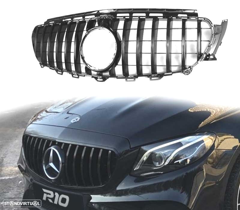 GRELHA FRONTAL MERCEDES W213 16-18 LOOK GT PRETO BRILHO - 1