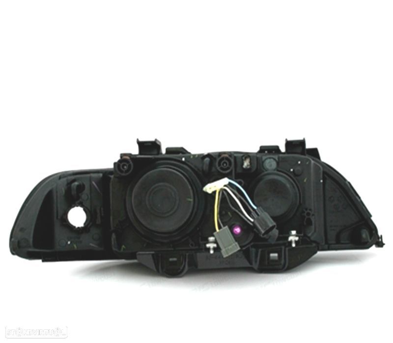 FARÓIS BMW E39 95-00 ANGEL EYES FUNDO PRETO - 3