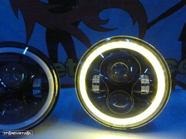 Faróis FULL LED CREE de 7 polegadas com médios, maximos, Angel eyes e pisca em led fundo preto, compatíveis com Hummer, Jeep Wrangler JK TJ LJ, Land Rover Defender, Mercedes classe G W463, Nissan, Suzuki, veículos 4x4, Harley Davidson. - 17