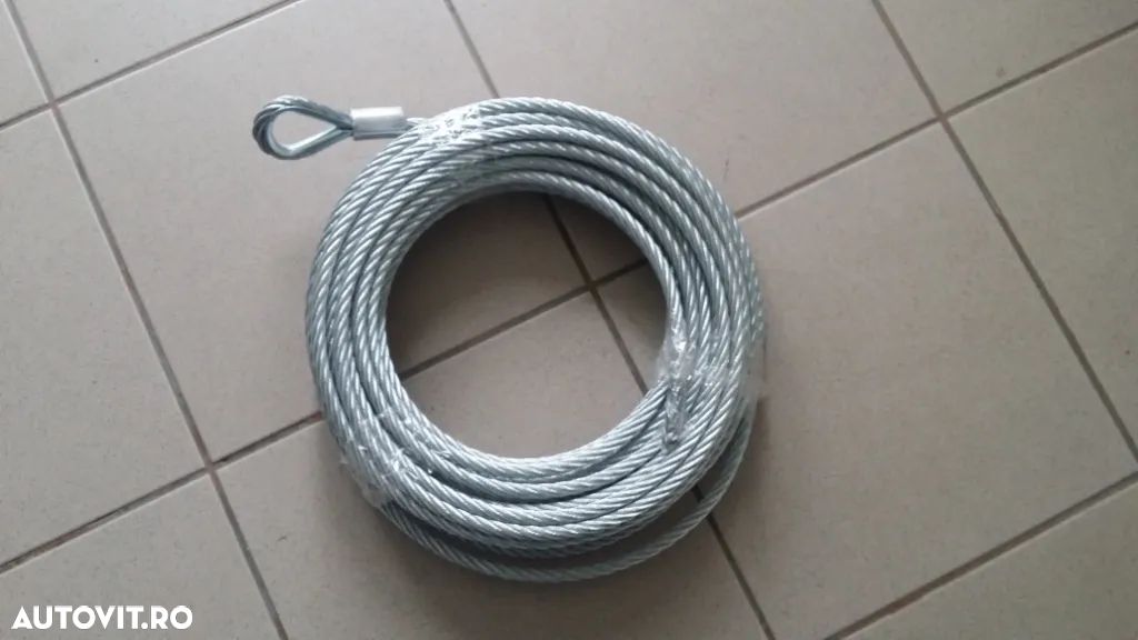 cablu otel, sufa noua pentru troliu de 8mm grosime si lungime de 16,5m - 1