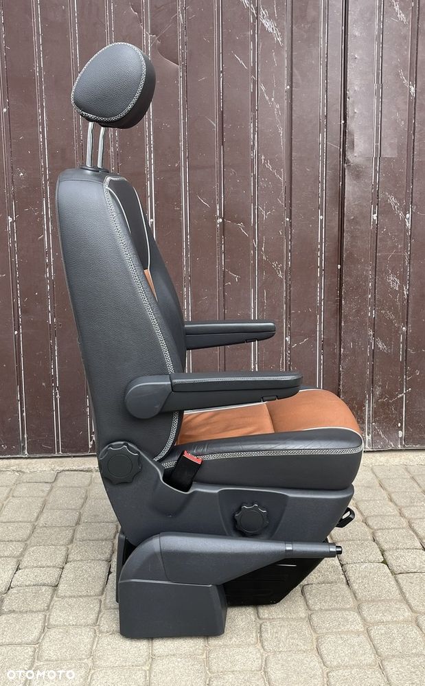 FOTEL LEWY KIEROWCY PRAWY PASAŻERA JEDYNKA PRZÓD PRZEDNI SKÓRA ANTRACYT TEAK VW T5 LIFT T6 CARAVELLE MULTIVAN PAN AMERICANA TRANSPORTER EU - 6