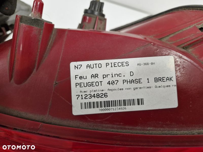 peugeot 407 sw kombi lampa prawy tył tylna - 10